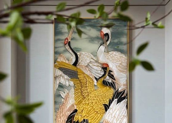 鳥が付いている装飾の陶磁器の上塗を施してある艶をかけられたエナメルを塗られたガラス パネル