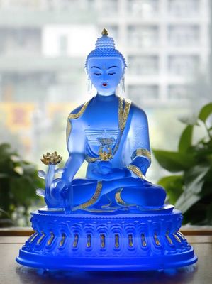 Liuliの東洋の従来のサファイア鮮やかな水晶仏